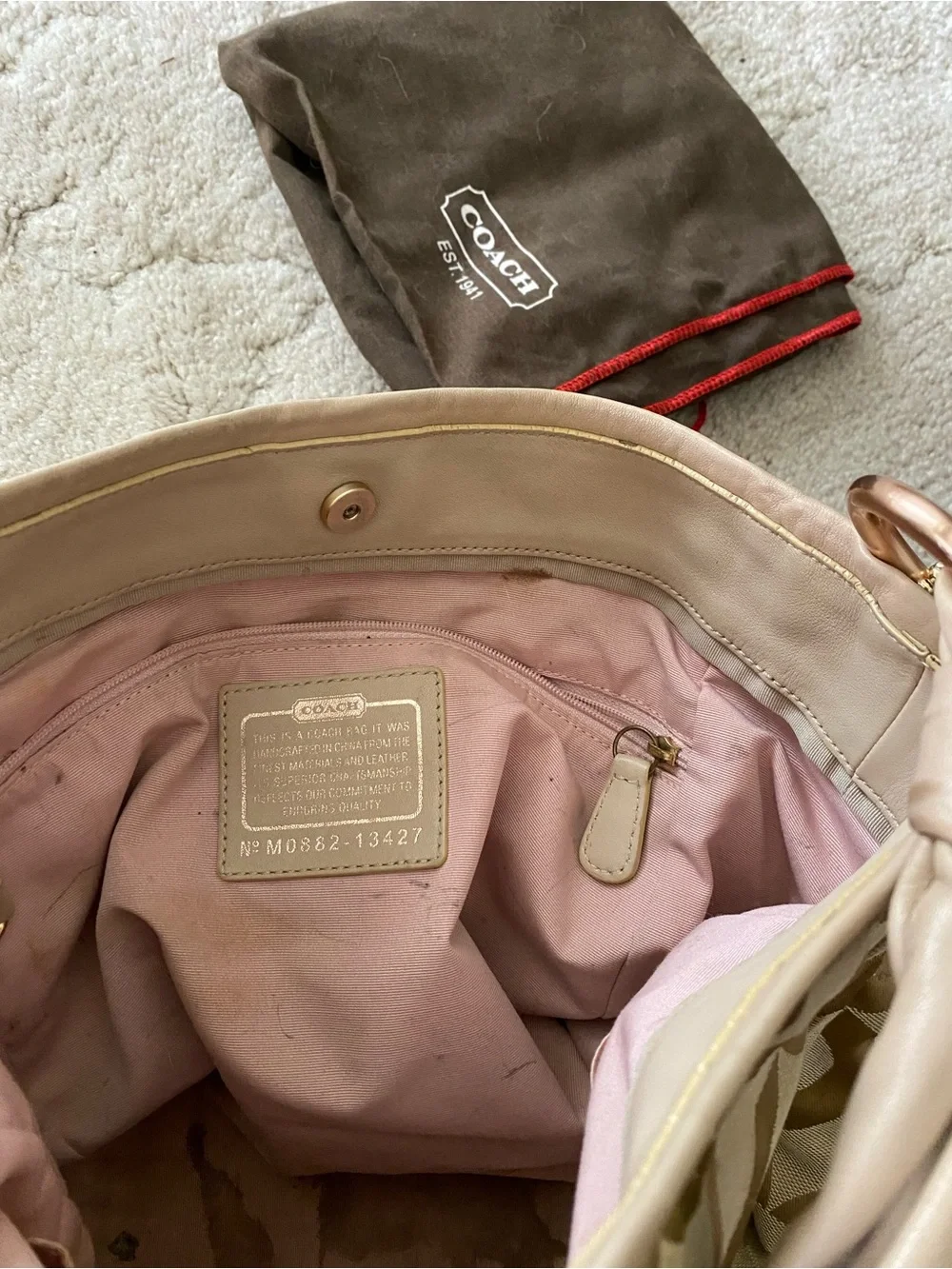 Coach Tan/Beige Signature Shoulder Bag
